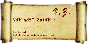 Vágó Zalán névjegykártya